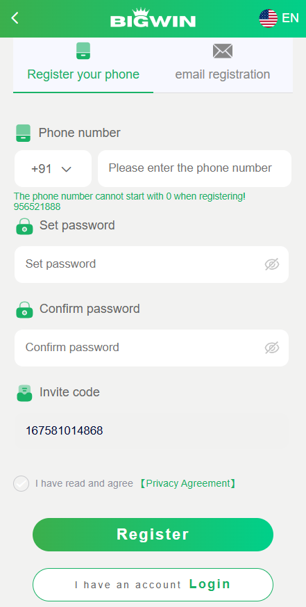 Big Win Register